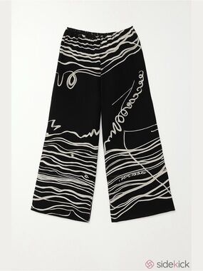 Black and White Abstract Print Wide Leg Pants Size 16